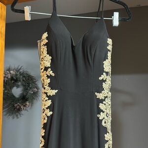 Black and Gold Elegant Prom Dress